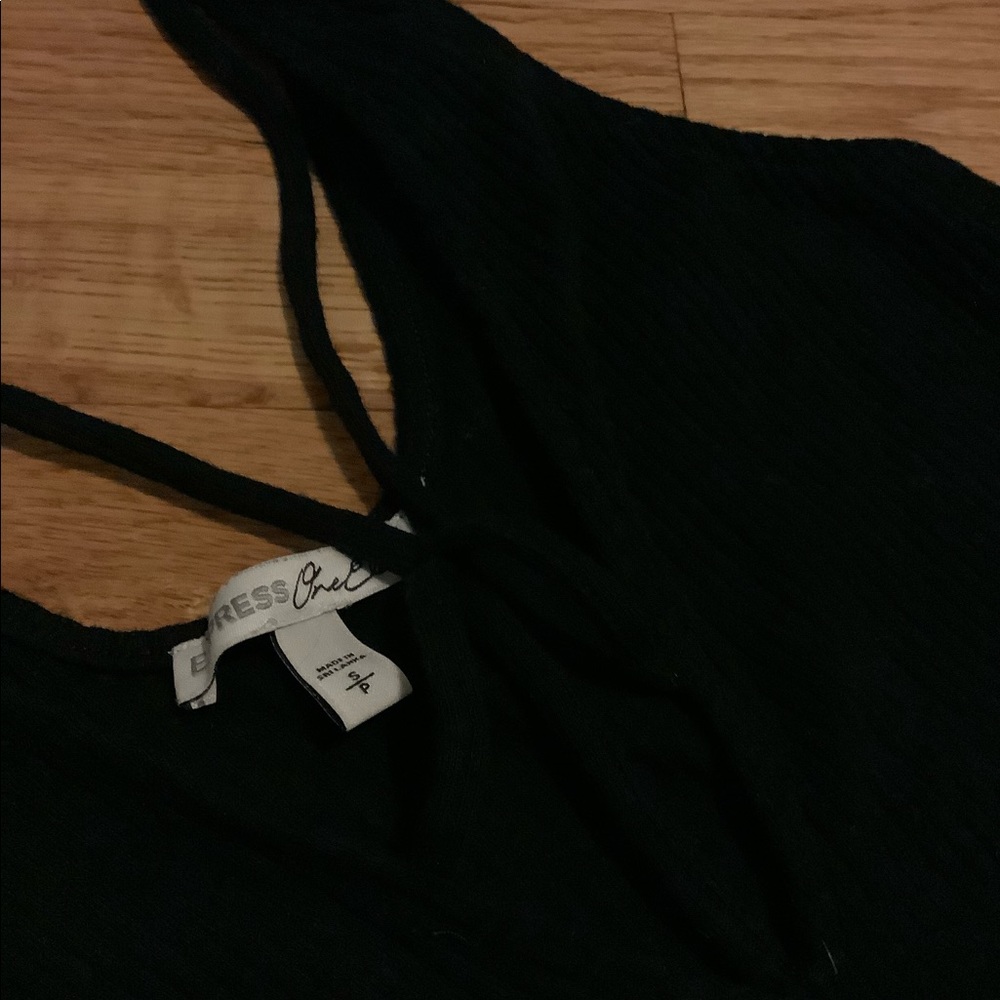 Express Ribbed Black Bodysuit - Picture 2 of 4
